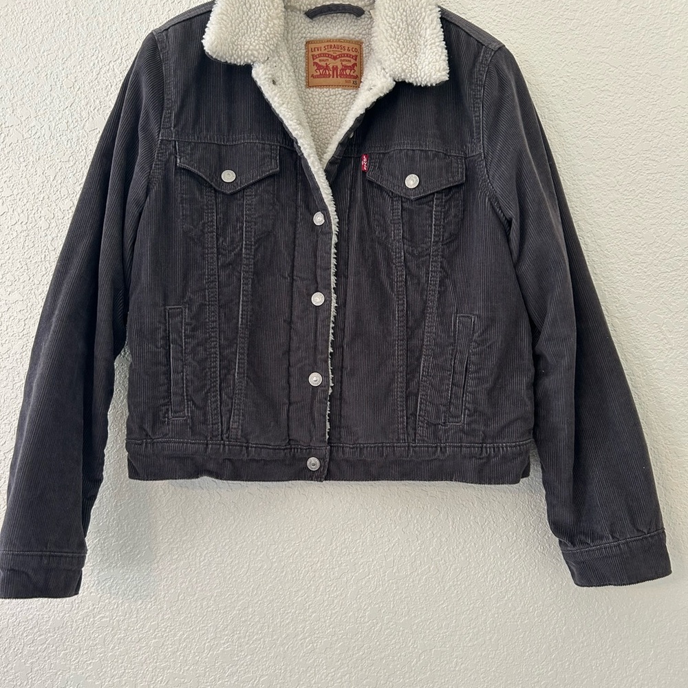 Levi's Women's Dark Gray Sherpa Jean Jacket